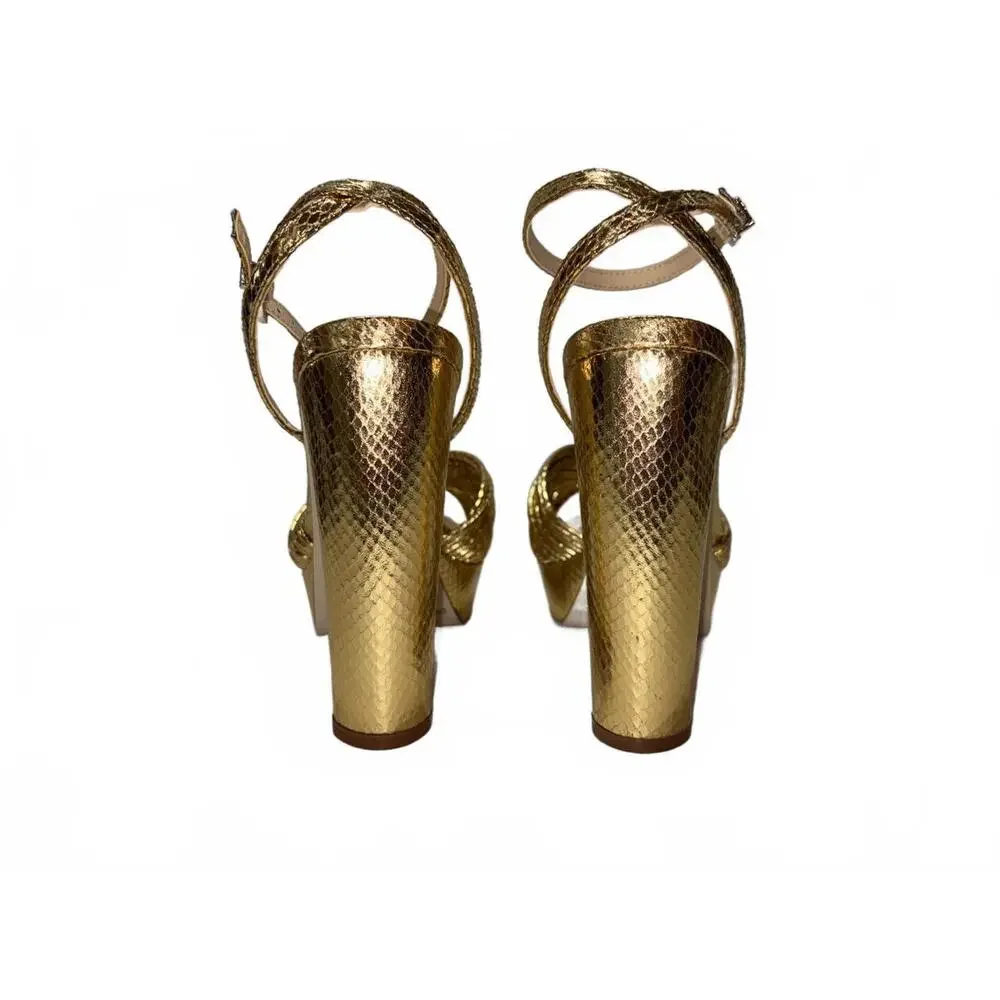 Jessica Simpson Gold Metallic Snake Platform Sandals Size 8.5M - Picture 5 of 7